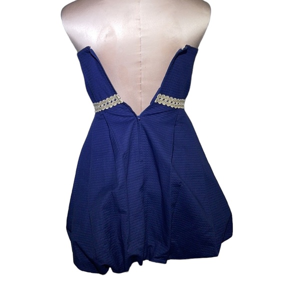 Lilly Pulitzer navy Regency bubble strapless dress with gold  accent. Size 00 - Picture 7 of 13